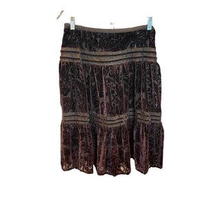 Sundance Brown Velour Midi Skirt Sz 10